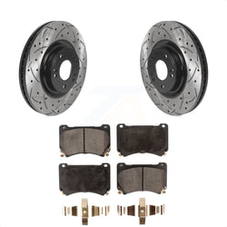 Front Coated Drilled Slotted Disc Brake Rotors And Semi-Metallic Pads Kit For Hyundai Genesis KDF-100761