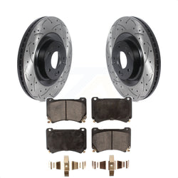 Front Coated Drilled Slotted Disc Brake Rotors And Semi-Metallic Pads Kit For Hyundai Genesis Equus KDF-100766
