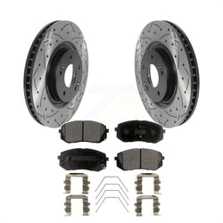 Front Coated Drilled Slotted Disc Brake Rotors And Semi-Metallic Pads Kit For Hyundai Sonata Kia Optima KDF-100772
