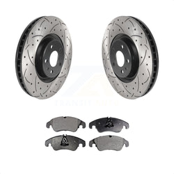Front Coated Drilled Slotted Disc Brake Rotors And Semi-Metallic Pads Kit For Audi A6 KDF-100773