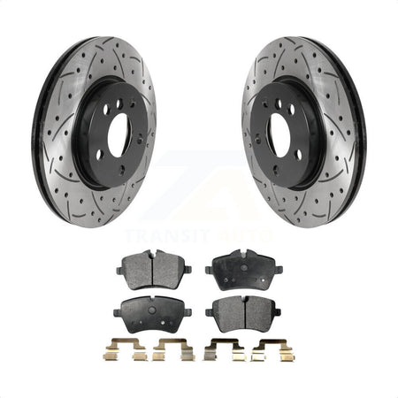 Front Coated Drilled Slotted Disc Brake Rotors And Semi-Metallic Pads Kit For Mini Cooper KDF-100779 by Transit Auto