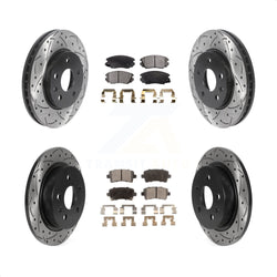 Front Rear Coated Drilled Slotted Disc Brake Rotors And Semi-Metallic Pads Kit For Chevrolet Malibu Limited KDF-100785