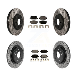 Front Rear Coated Drilled Slotted Disc Brake Rotors And Semi-Metallic Pads Kit For Chevrolet Equinox Malibu GMC Terrain Buick LaCrosse KDF-100787