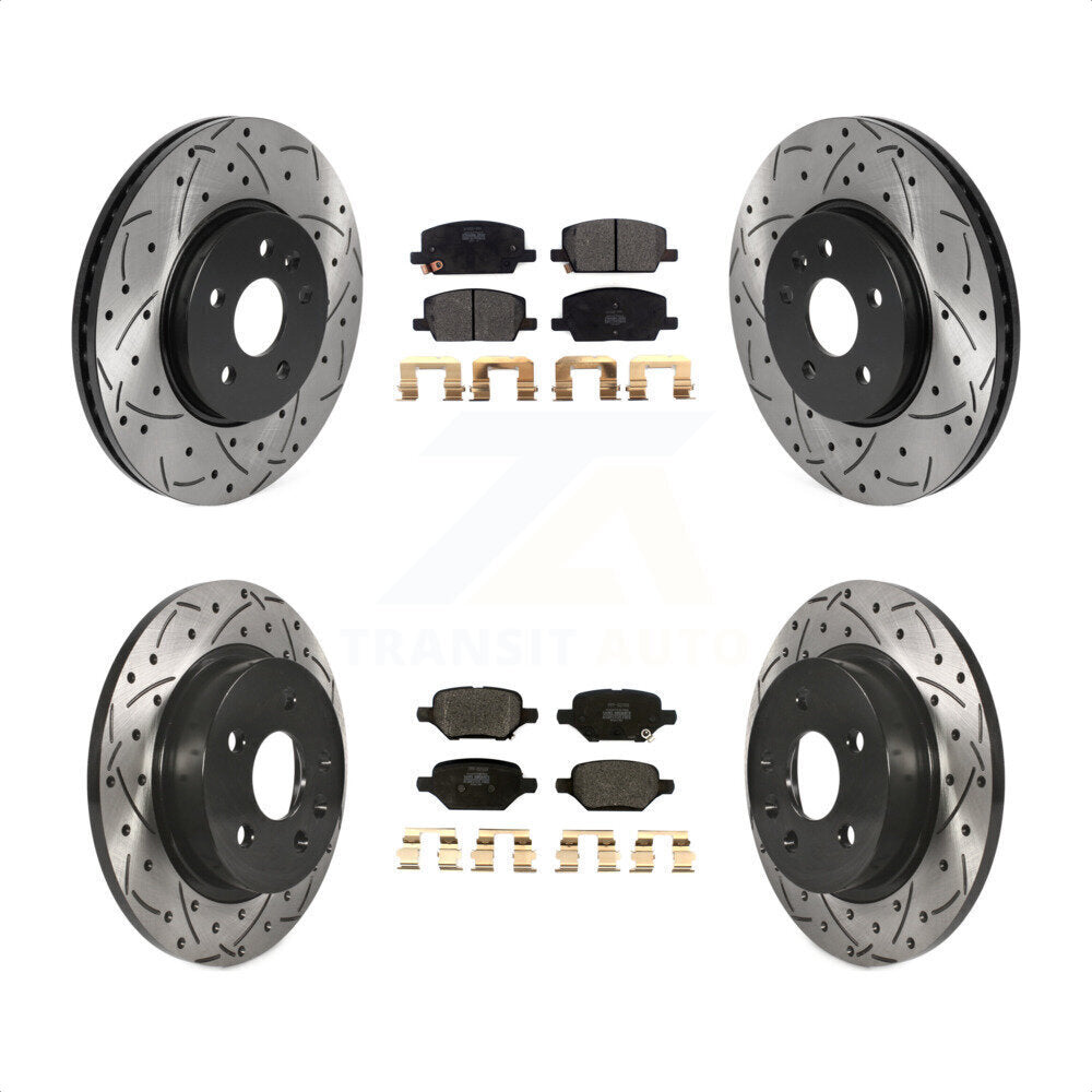 Front Rear Coated Drilled Slotted Disc Brake Rotors And Semi-Metallic Pads Kit For Chevrolet Trax Buick Encore KDF-100790 by Transit Auto