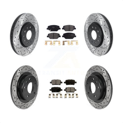 Front Rear Coated Drilled Slotted Disc Brake Rotors And Semi-Metallic Pads Kit For Chevrolet Equinox GMC Terrain Buick LaCrosse KDF-100791