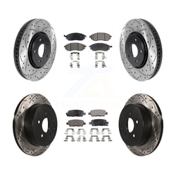 Front Rear Coated Drilled Slotted Disc Brake Rotors And Semi-Metallic Pads Kit For Infiniti FX35 FX37 QX70 FX45 INFINITI KDF-100817