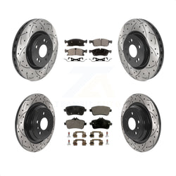 Front Rear Coated Drilled Slotted Disc Brake Rotors And Semi-Metallic Pads Kit For Mercedes-Benz ML350 GLE350 ML250 GLE300d KDF-100856