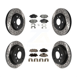 Front Rear Coated Drilled Slotted Disc Brake Rotors And Semi-Metallic Pads Kit For Mini Cooper KDF-100869