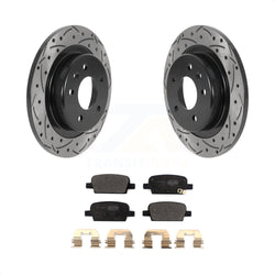 Rear Coated Drilled Slotted Disc Brake Rotors And Semi-Metallic Pads Kit For 2016-2022 Chevrolet Malibu With Manual Parking KDF-100875