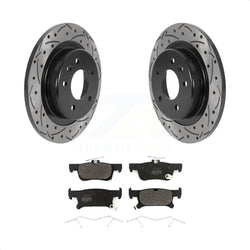 Rear Coated Drilled Slotted Disc Brake Rotors And Semi-Metallic Pads Kit For 2016-2019 Buick Envision With 288mm Diameter Rotor KDF-100877