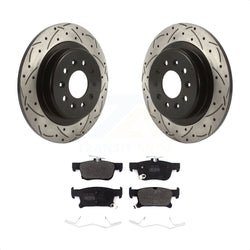 Rear Coated Drilled Slotted Disc Brake Rotors And Semi-Metallic Pads Kit For 2016-2018 Buick Envision With 315mm Diameter Rotor KDF-100878