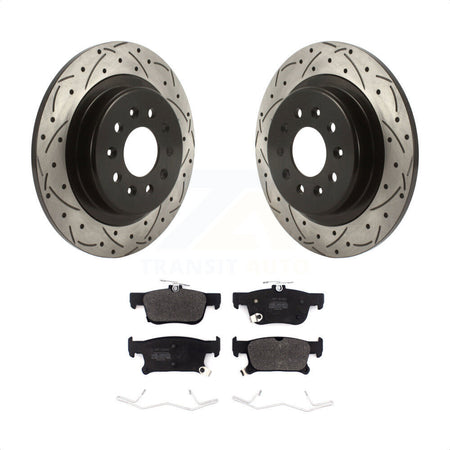 Rear Coated Drilled Slotted Disc Brake Rotors And Semi-Metallic Pads Kit For 2016-2018 Buick Envision With 315mm Diameter Rotor KDF-100878 by Transit Auto