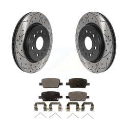 Rear Coated Drilled Slotted Disc Brake Rotors And Semi-Metallic Pads Kit For Chevrolet Traverse GMC Acadia Cadillac XT5 Buick Enclave Blazer XT6 KDF-100881