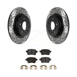 Rear Coated Drilled Slotted Disc Brake Rotors And Semi-Metallic Pads Kit For 2014-2020 Fiat 500L KDF-100885