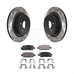 Rear Coated Drilled Slotted Disc Brake Rotors And Semi-Metallic Pads Kit For Infiniti G37 G35 Q60 INFINITI KDF-100898