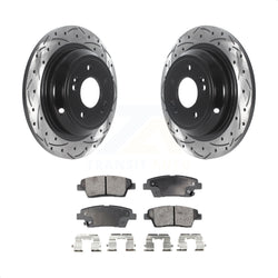 Rear Coated Drilled Slotted Disc Brake Rotors And Semi-Metallic Pads Kit For Hyundai Genesis G80 Kia K900 KDF-100903