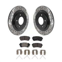 Rear Coated Drilled Slotted Disc Brake Rotors And Semi-Metallic Pads Kit For 2016 Kia Optima LX EX 1.6T With Electric Parking KDF-100918
