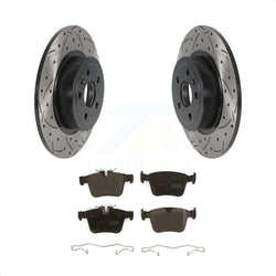 Rear Coated Drilled Slotted Disc Brake Rotors And Semi-Metallic Pads Kit For 2016-2019 Land Rover Range Evoque KDF-100930