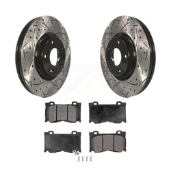 Front Coated Drilled Slotted Disc Brake Rotors And Semi-Metallic Pads Kit For 2017-2018 INFINITI Q70 Hybrid With Sport Package KDF-100945