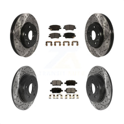 Front Rear Coated Drilled Slotted Disc Brake Rotors And Semi-Metallic Pads Kit For Chevrolet Cruze Volt Bolt EV EUV KDF-100956