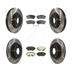 Front Rear Coated Drilled Slotted Disc Brake Rotors And Semi-Metallic Pads Kit For 2019-2021 Mazda 6 Naturally Aspirated KDF-100964