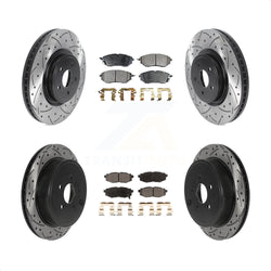 Front Rear Coated Drilled Slotted Disc Brake Rotors And Semi-Metallic Pads Kit For Subaru Outback Legacy KDF-100976