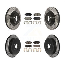 Front Rear Coated Drilled Slotted Disc Brake Rotors And Semi-Metallic Pads Kit For Toyota 86 KDF-100980