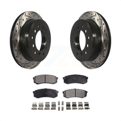 Rear Coated Drilled Slotted Disc Brake Rotors And Semi-Metallic Pads Kit For Toyota 4Runner Lexus GX460 FJ Cruiser KDF-100983