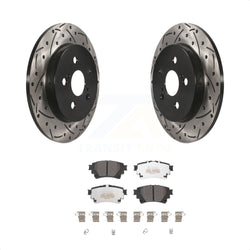 Rear Coated Drilled Slotted Disc Brake Rotors And Semi-Metallic Pads Kit For 2019 Toyota Corolla 1.8L With Electric Parking KDF-101054