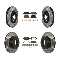 Front Rear Coated Drilled Slotted Disc Brake Rotors And Semi-Metallic Pads Kit For Jeep Compass KDF-101081