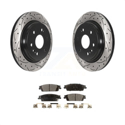 Rear Coated Drilled Slotted Disc Brake Rotors And Semi-Metallic Pads Kit For 2019-2019 Chevrolet Silverado 1500 LD GMC Sierra Limited With Electric Parking KDF-101091