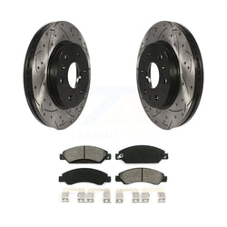 Front Coated Drilled Slotted Disc Brake Rotors And Semi-Metallic Pads Kit For 2007-2007 Chevrolet Tahoe GMC Suburban 1500 Yukon Cadillac Avalanche XL Escalade ESV EXT KDS-100002