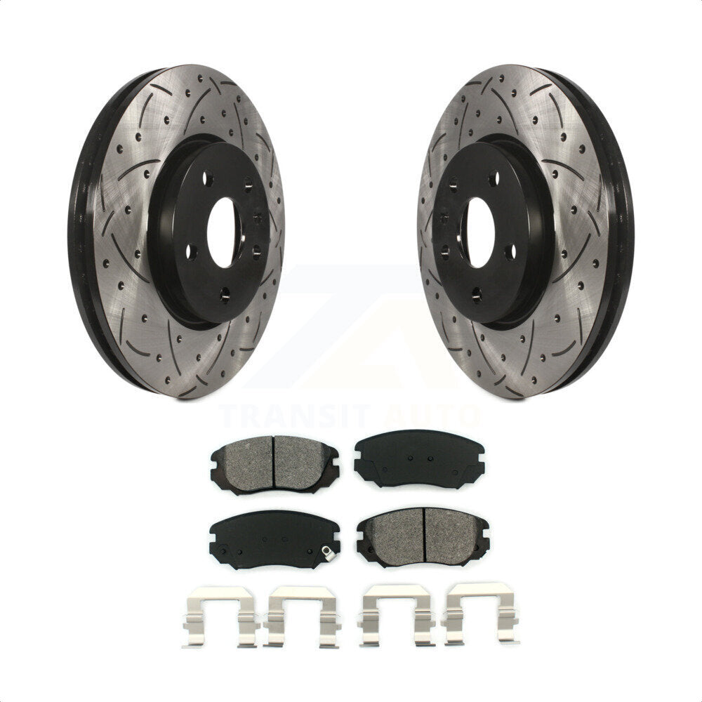 Front Coated Drilled Slotted Disc Brake Rotors And Semi-Metallic Pads Kit For Chevrolet Equinox GMC Terrain Malibu Buick Impala LaCrosse Regal Limited Allure KDS-100005 by Transit Auto