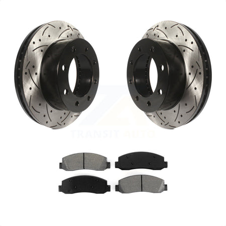 Front Coated Drilled Slotted Disc Brake Rotors And Semi-Metallic Pads Kit For Ford F-250 Super Duty F-350 KDS-100011 by Transit Auto