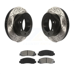 Front Coated Drilled Slotted Disc Brake Rotors And Semi-Metallic Pads Kit For Ford F-350 Super Duty F-250 4WD KDS-100012