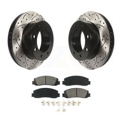 Front Coated Drilled Slotted Disc Brake Rotors And Semi-Metallic Pads Kit For Ford F-250 Super Duty F-350 With Single Rear Wheels 4WD KDS-100013
