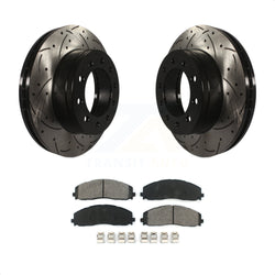 Front Coated Drilled Slotted Disc Brake Rotors And Semi-Metallic Pads Kit For Ford F-350 Super Duty F-250 KDS-100015