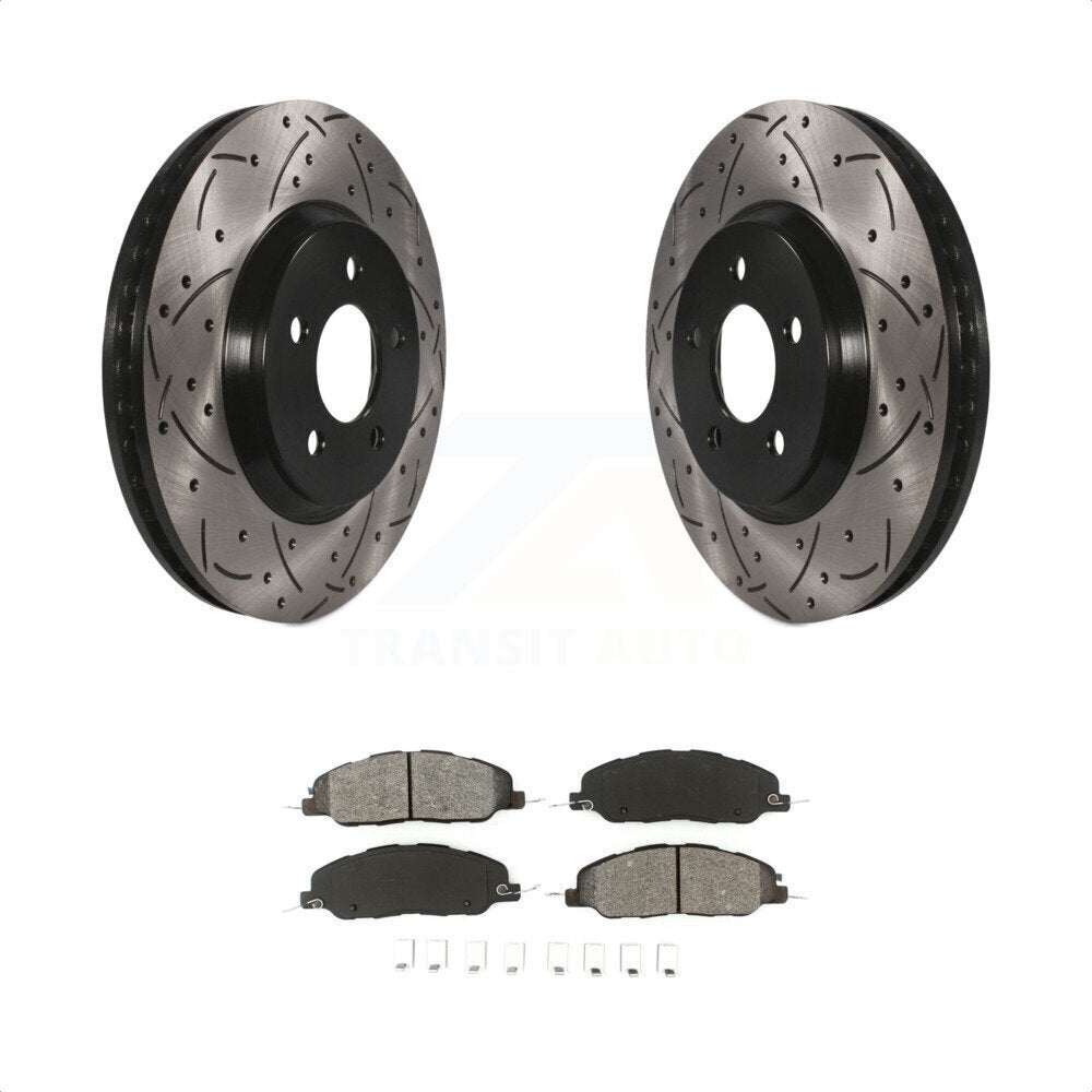 Front Coated Drilled Slotted Disc Brake Rotors And Semi-Metallic Pads Kit For Ford Mustang KDS-100016 by Transit Auto