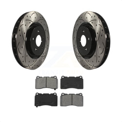 Front Coated Drilled Slotted Disc Brake Rotors And Semi-Metallic Pads Kit For Ford Mustang KDS-100017