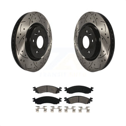 Front Coated Drilled Slotted Disc Brake Rotors And Semi-Metallic Pads Kit For 2010-2012 Ford Taurus SHO KDS-100020