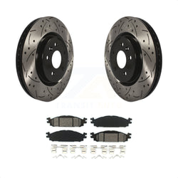 Front Coated Drilled Slotted Disc Brake Rotors And Semi-Metallic Pads Kit For Ford Explorer Taurus Flex Lincoln MKT MKS KDS-100022