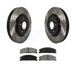 Front Coated Drilled Slotted Disc Brake Rotors And Semi-Metallic Pads Kit For 2013 Ford Explorer Sport With Heavy Duty Brakes KDS-100023