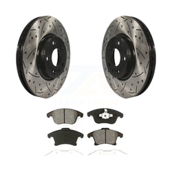 Front Coated Drilled Slotted Disc Brake Rotors And Semi-Metallic Pads Kit For Ford Fusion Lincoln MKZ KDS-100028