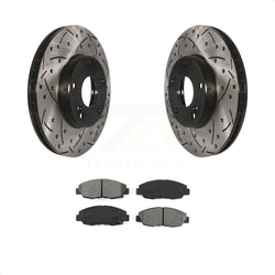 Front Coated Drilled Slotted Disc Brake Rotors And Semi-Metallic Pads Kit For 2014-2015 Honda Civic Touring KDS-100052