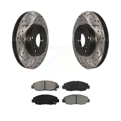 Front Coated Drilled Slotted Disc Brake Rotors And Semi-Metallic Pads Kit For 2011 Honda Civic GX KDS-100053