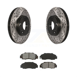 Front Coated Drilled Slotted Disc Brake Rotors And Semi-Metallic Pads Kit For 1998-2002 Honda Accord 3.0L KDS-100054