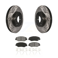 Front Coated Drilled Slotted Disc Brake Rotors And Semi-Metallic Pads Kit For Honda Accord Civic Element Fit Acura ILX CR-Z KDS-100056