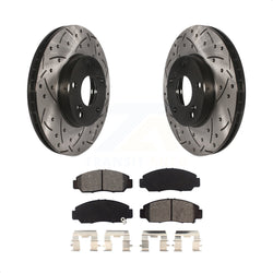 Front Coated Drilled Slotted Disc Brake Rotors And Semi-Metallic Pads Kit For Honda Accord Civic Acura CSX KDS-100057