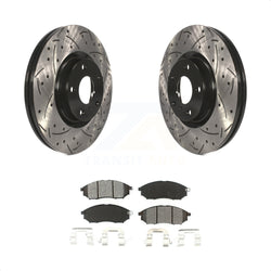 Front Coated Drilled Slotted Disc Brake Rotor And Semi-Metallic Pad Kit For INFINITI Nissan G37 Murano G35 M35 370Z 350Z EX35 M37 QX70 G25 Q70 Q70L M45 Q40 QX50 M56 EX37 M35h KDS-100059