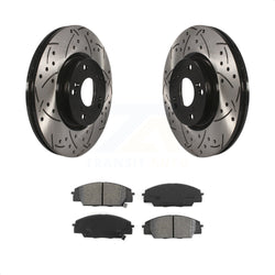 Front Coated Drilled Slotted Disc Brake Rotors And Semi-Metallic Pads Kit For Honda Civic Acura RSX CSX KDS-100061